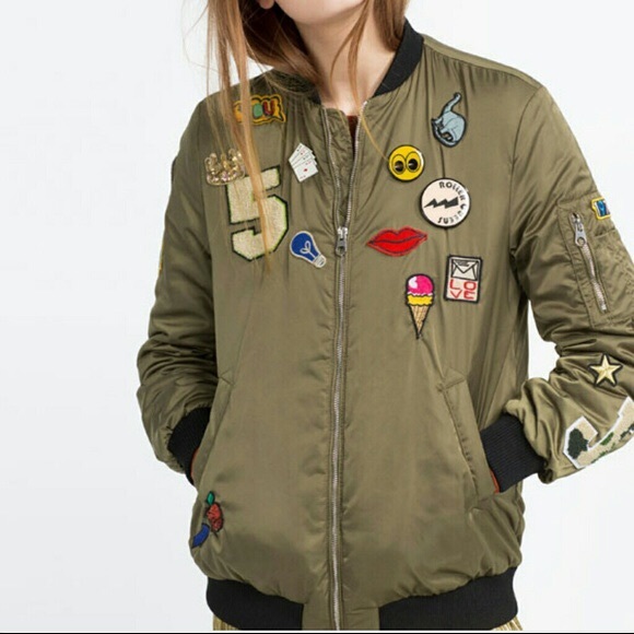 zara bomber jacket with patches